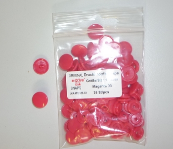 Kamsnap press-buttons 12.4mm (25 pcs), Magenta 33